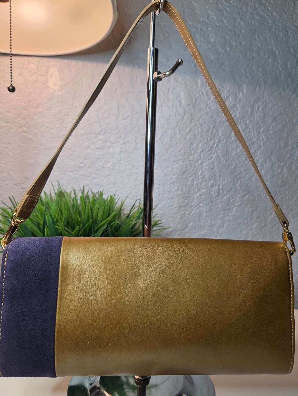RESERVED***Longchamp Artwalk Cuir Leather Suede & Calf Hair Shoulder Bag Clutch - Picture 4 of 16